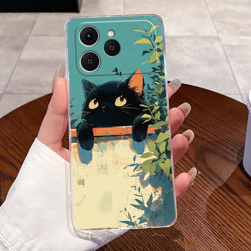 For Tecno Spark 40 4G KM5 Cases Clear Silicone Soft TPU Jelly Casing Cover Tecno Spark40 4G Cute Rabbit Cat Dinasaur Phone Case
