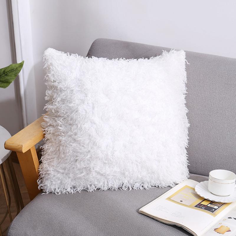 Solid Color Plush Pillow Ins Nordic Office Sofa Cushion Cover Down Feather Bedside Cushion