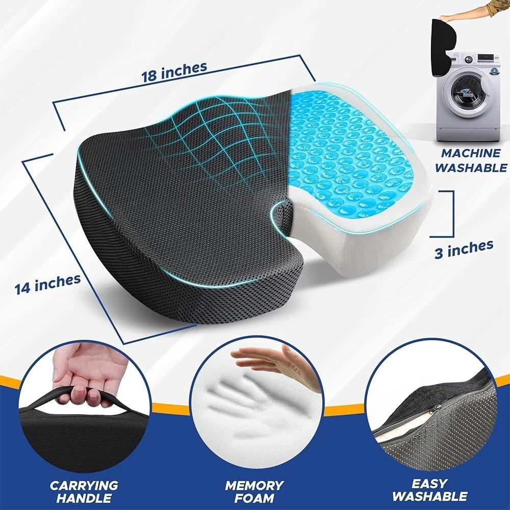 Non Slip Gel Cushion Memory Foam Cushion Coccyx Orthopedic Chair Cushion Pressure Tailbone Back Pain Relief For Office Car