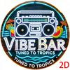 Paradise Lounge Neon Blue Parrot Round Metal Sign D Flat Printing Tropical Tiki Bar  Cocktail Design Beachy Wall Decor for