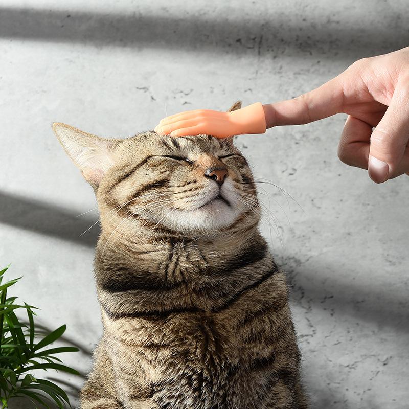 6pcs/set Mini Hands Model Tiny Hands Cat Massage Tool Funny Gloves Finger Gloves Little Finger Cat Toy Pet Interactive Toys