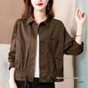 2025 Korean Style Loose Coffee-Colored Women's Jacket: Tummy Covering, Casual, Short, Fashionable