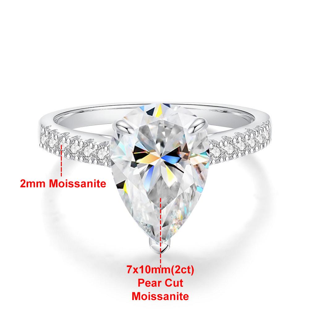 2Carat Oval Cut Moissanite Engagement Rings For Women   CopperWaterdrop Diamond Ring Wedding Bands Fine Jewelry Gift