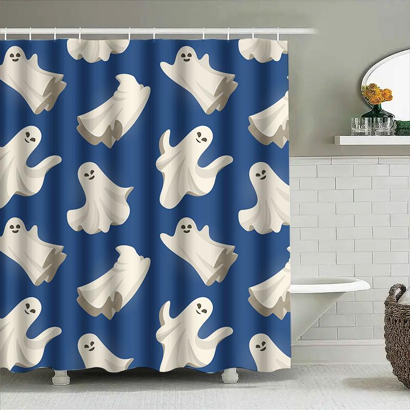 

Tuniu Cute Ghost Printed Bathroom Shower Curtain Waterproof Fabric Home Decor W60H190(CM)-1 Pcs