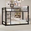 Cama de metal de dois andares com duas camas de solteiro, 90*190 cm, estrutura de metal estável, design silencioso, grades de segurança, não inclui colchões de mola.