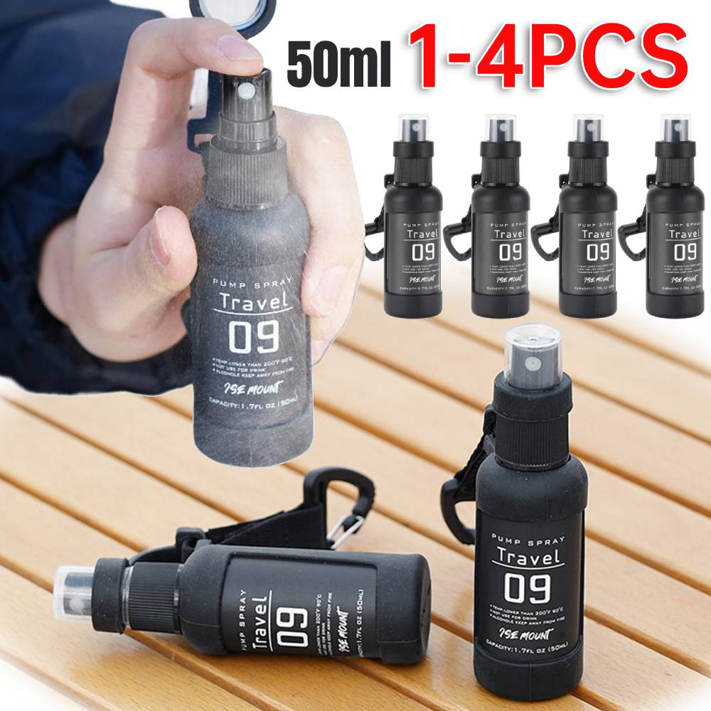 1-4PCS Outdoor Camping Trip Spray Bottle Alcohol Dispenser Bottle Tactical Portable Spray Bottle 50ml Hiking Accessories Black 4