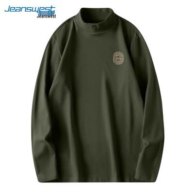 Jeanswest Men's Fleece-Lined Mock Neck Long Sleeve T-Shirt