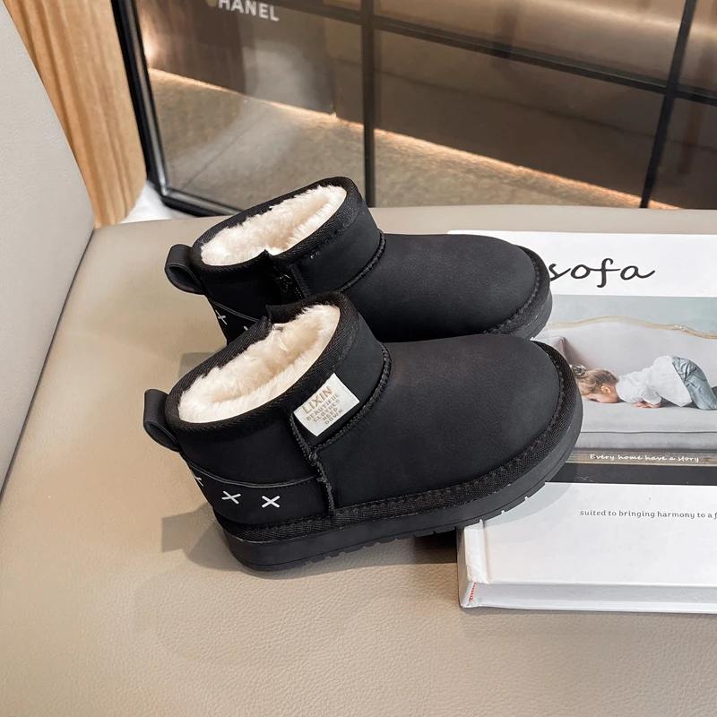 2024 Children Plush Shoes for Girls Winter New Fashion Korean Style Soft Bottom Keep Warm Versatile Chic Anti-slippery Boots