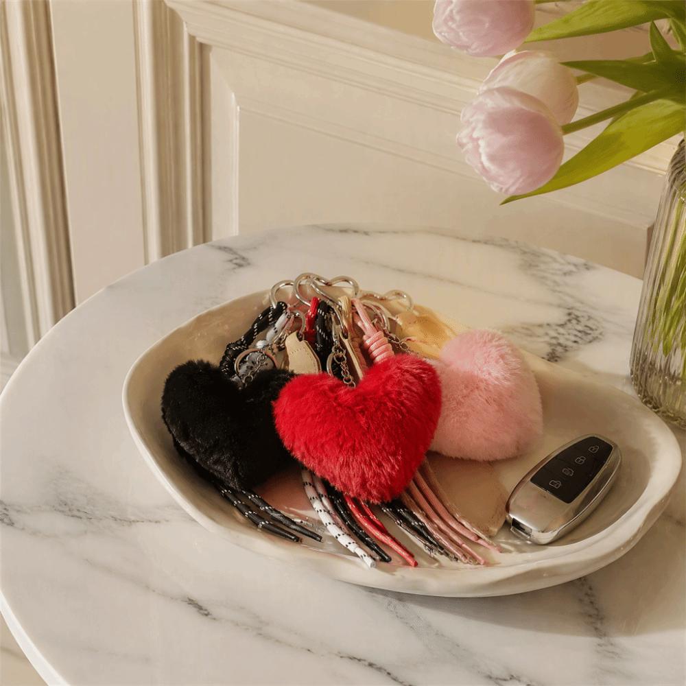 Cute Heart Plush Keychain Bag Hanging Plush Dolls Pendant Creative Rabbit Fur Keychain Students