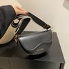 One Women's PU Fashion Saddle Bag Small Bag with Wide Shoulder Strap and Cover Closure Single Shoulder Crossbody Bag