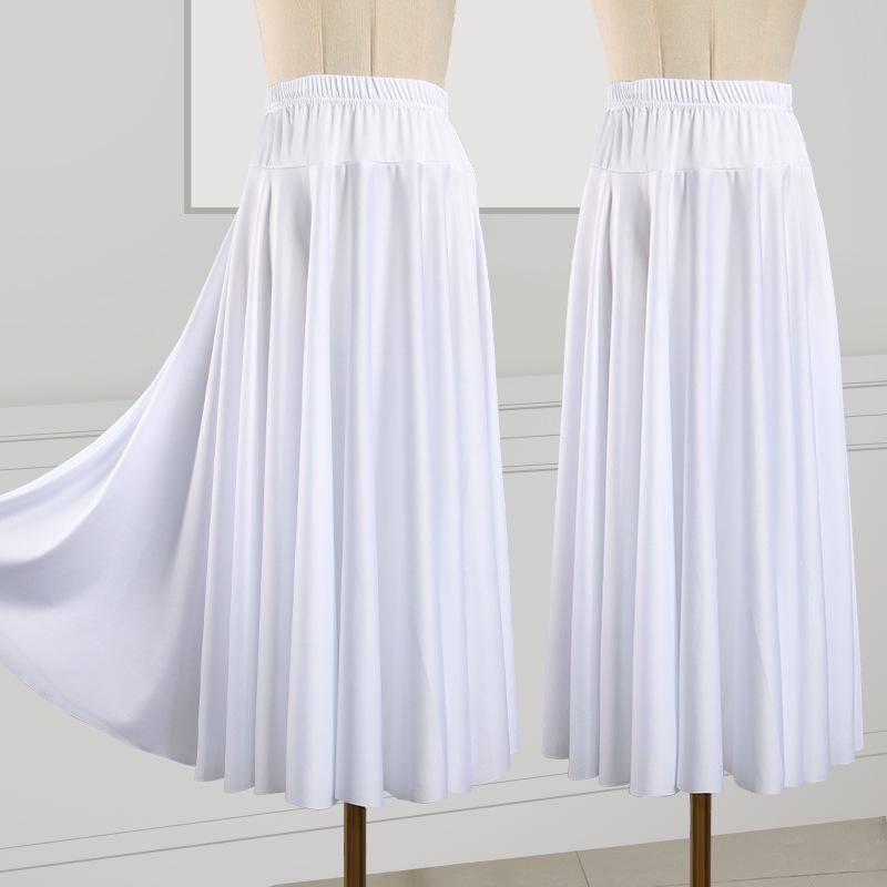 2025 Nová jednobarevná sukně na square dance a sálový tanec s velkým rozsahem