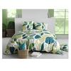 Parure de lit - Housse couette + 2 taies - 220 x 240 cm - Feuillage tropical - 100% coton doux