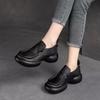 One Pedal Is Not Tired, Autumn Retro Style, Round Head, Comfortable and Casual Thick-soled Small Leather Shoes for Women