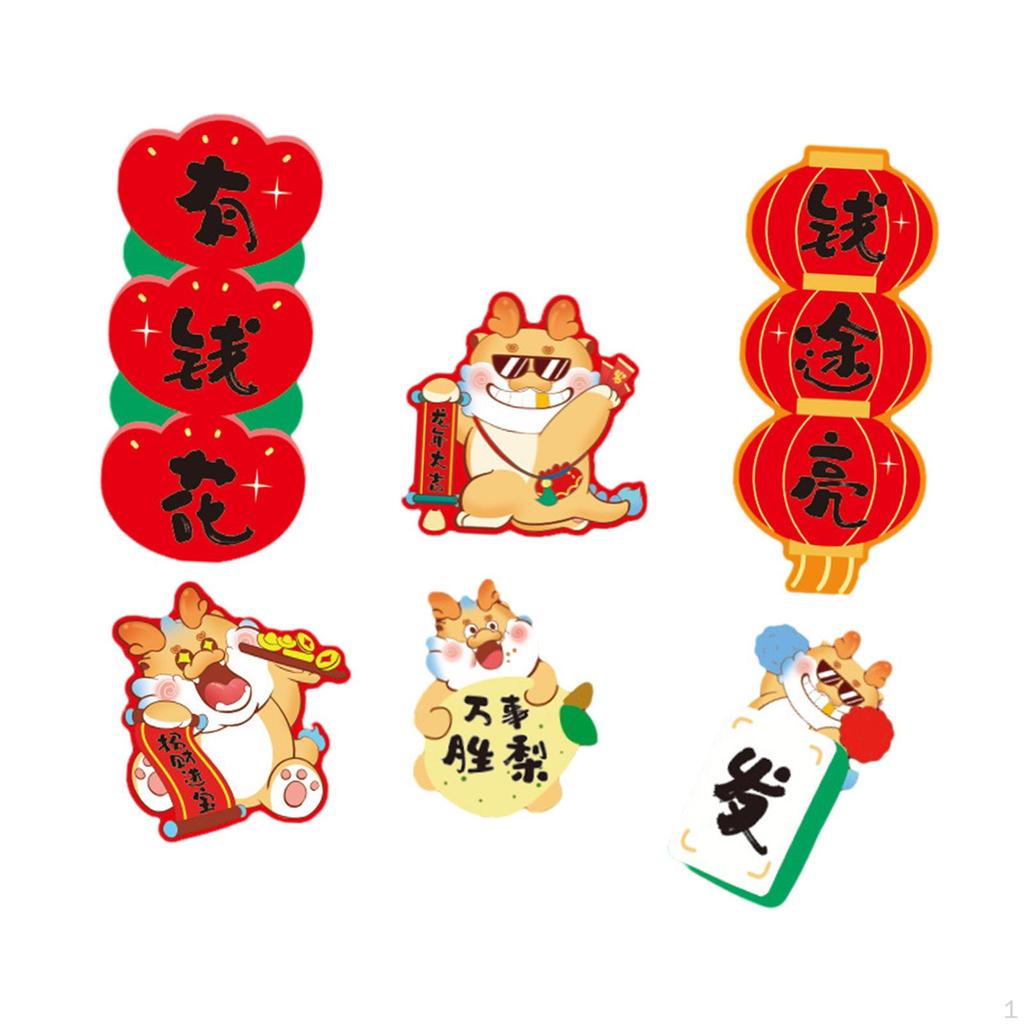 6x Chinese Year Refrigerator Magnets 3D for Home Kitchen Party Supplies