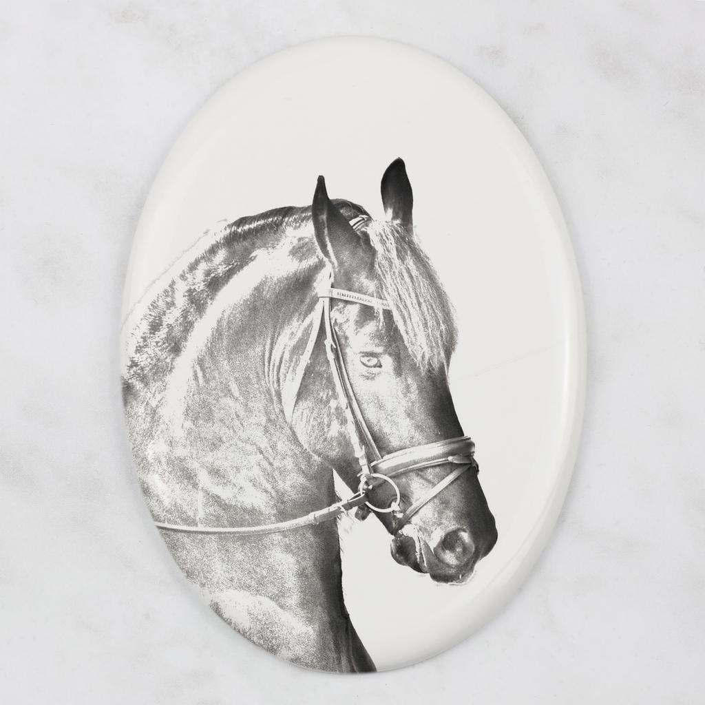 Friesian horse I - commemorative plaque with a photo of a horse, tombstone plaque with a print, personalized oval plaque by Art-Dog brand