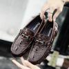 2024 Autumn New Fashion Trend Bean Shoes Flat Low Top British Style Men's Leather Shoes