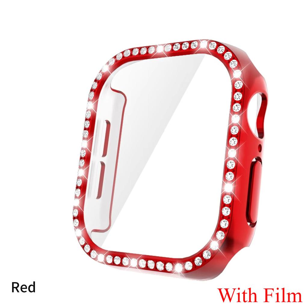 Glass+Diamond Cover For Apple Watch Case 46mm 42mm Bling Bumper Protector for iWatch Series 11 10 46 42mm Watch Case