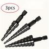 3Pcs Black Straight Groove Step Drill Cobalt Step Drill Bit -24 Different Sizes, Titanium Cone Drill Bit Used for Cutting Holes