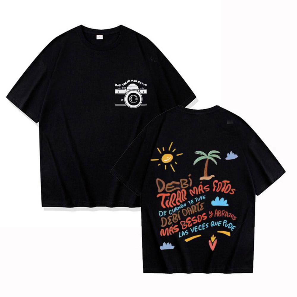 High Quality Cotton Bad Bunny Debi Tirar Mas Photo Dtmf Album Tshirt Unisex Harajuku Style Short Sleeved Casual Tshirt