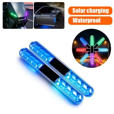 1/2 Stück Solar-LED RGB Dynamische Farblicht Auto Kollisionswarnlicht Motorrad Dekorationslampe Kollisionsschutz-Rücklichter