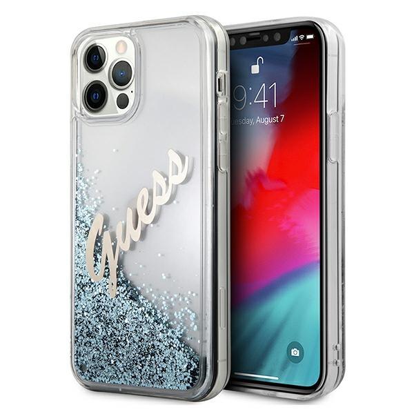 Guess Guhcp12Lglvsbl Iphone 12 Pro Max6,7 Niebieski/Blue Hardcase Glitter Vintage Script