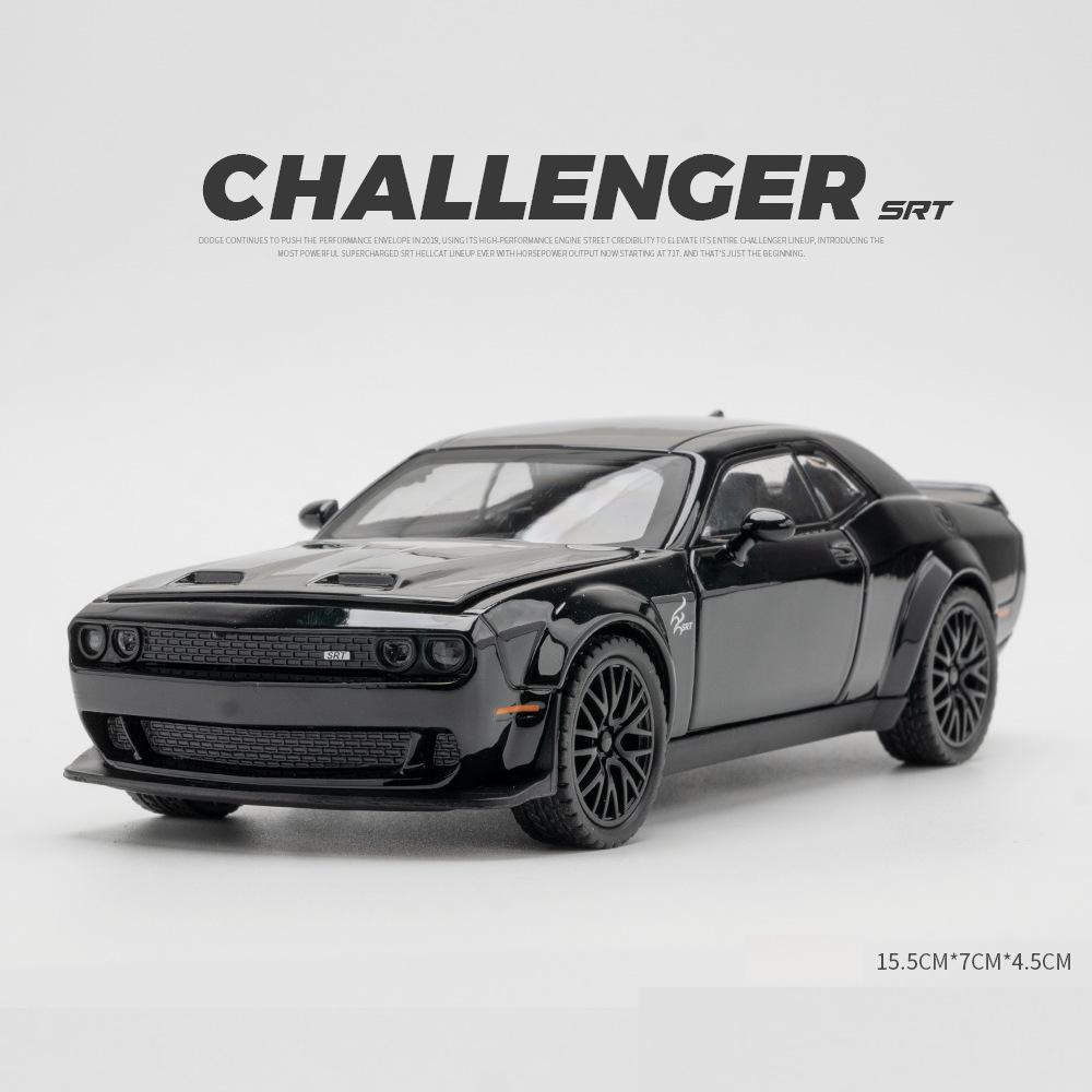 

1/32 Модель автомобиля Dodge Challenger SRT из сплава, литые металлические спортивные литые модели автомобилей, имитация звука и света, коллекция игрушек для мальчиков, подарок