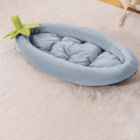 Eggplant Cats Bed Vegetable Shape Pet Sofa with Removable Cushion Joint Support Cute Pet Bed for Cats Small Dogs Kittens