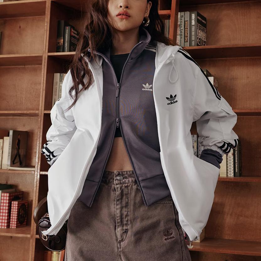 Adidas Originals Stag Track Casual Minimalistisk Allsidig Hettejakke Unisex Jakke Lys-Hvit KB1944