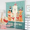 2pcs 2D flat printing Fashionable Christmas Curtains Cute Christmas Animals Merry New Year Digital Printed Polyester Drapes