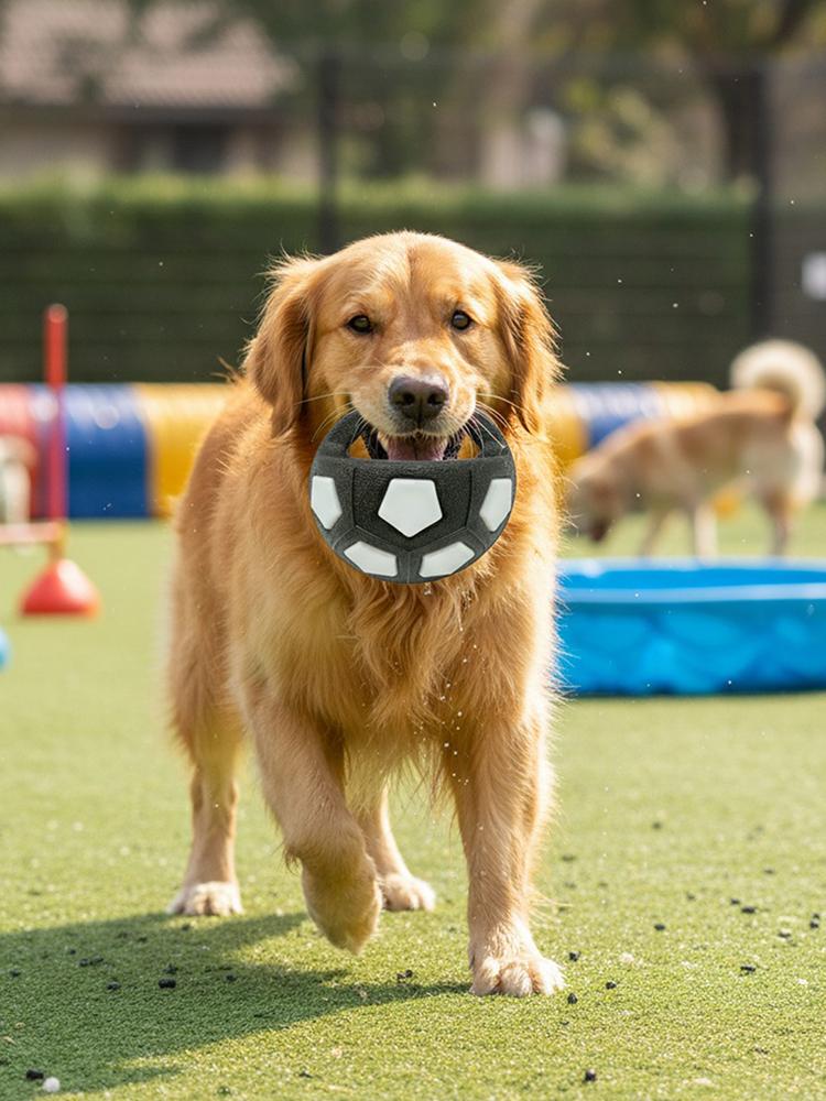 Dog Football Toy with Handle Interactive Squeaky Pet Football Pet Dog Football Shape Toy for Medium and Large Breeds