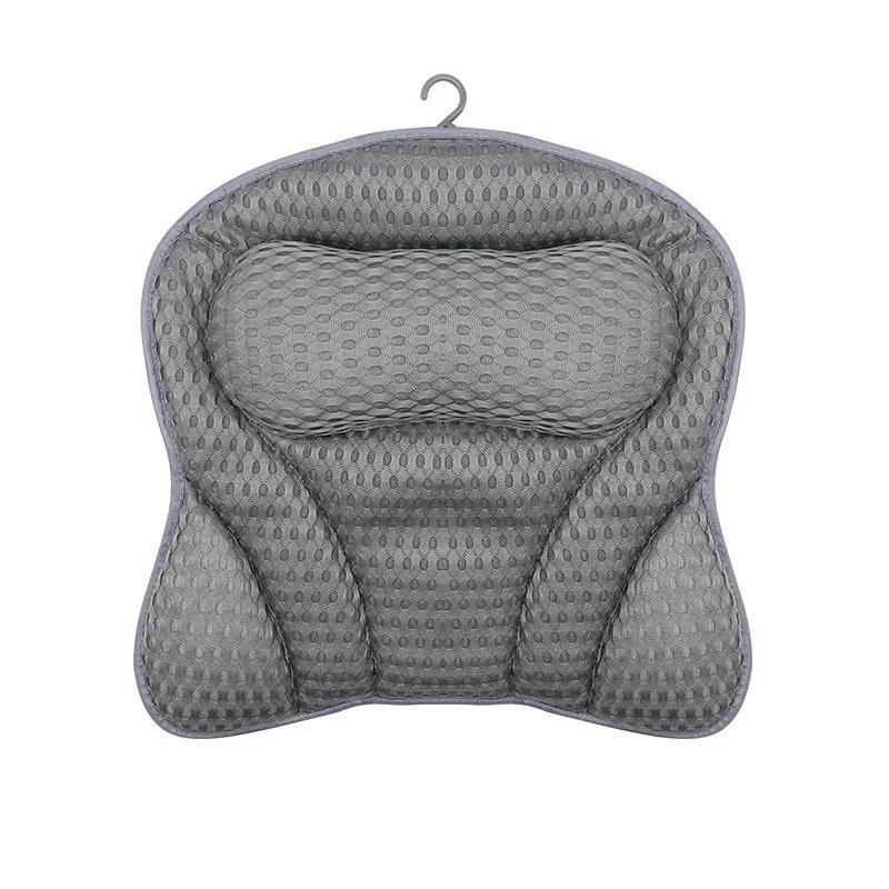 1pc Luxury Bath Pillow with 3D Air Mesh & Secure Suction | Neck/Back Support, Machine Washable, Home/Spa Use