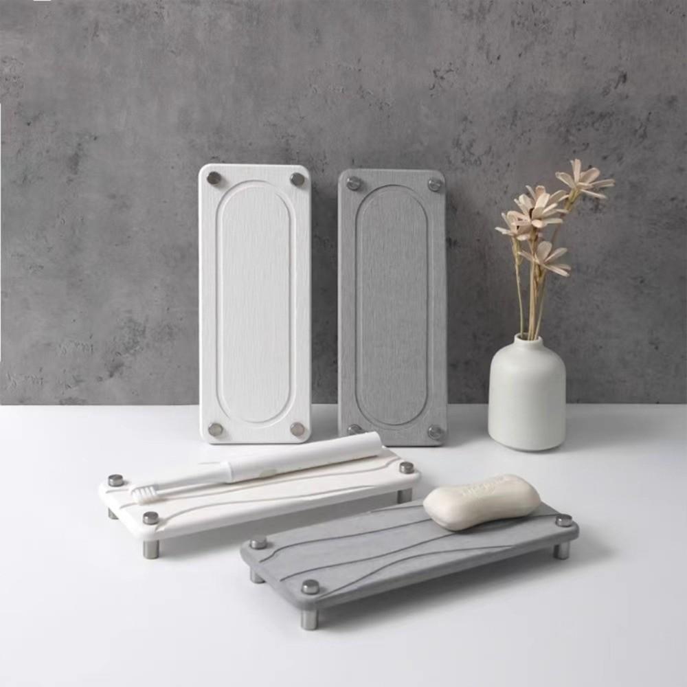 Absorbent Bathroom Sink Organizer Non-Slip Cup Holder Stand Diatom Mud Sink Tray Hotel