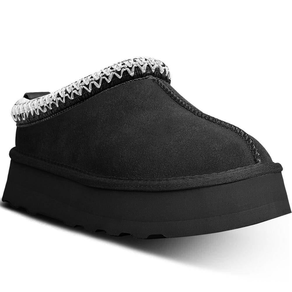 

Зимняя мода на толстой подошве из шерсти маффин, женские теплые тапочки-мешки для дома и улицы, нескользящие ленивые хлопковые тапочки чёрный