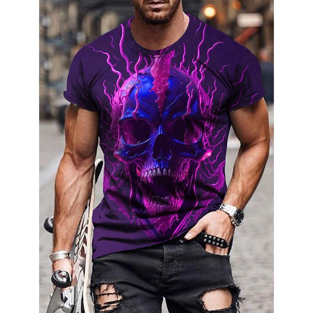 Summe Street Herren T-Shirt Totenkopf Print Herren T-Shirt Lässiges Kurzarm Oberteil Outdoor Sport Mode Herren Kinder Kinder T-Shirt Kleidung