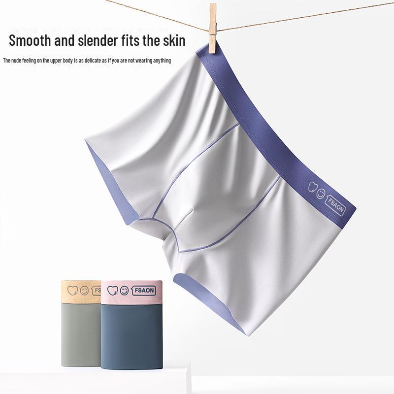 Men's Antibacterial Breathable Seamless Boxer Briefs - Large Size Summer Underwear for Teens