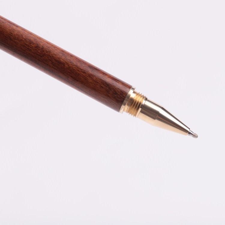 Rosewood Signature Business Pen - Sandalwood & Brass Metal Gel Ballpoint, Customizable Logo