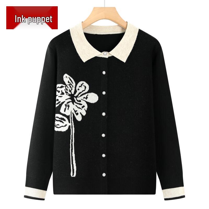

Elderly Women s Knitted Lapel Cardigan Sweater 4XL