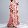 New Retro Printed Loose Belly Shading Mulle Lace Long Sleeve Dresses