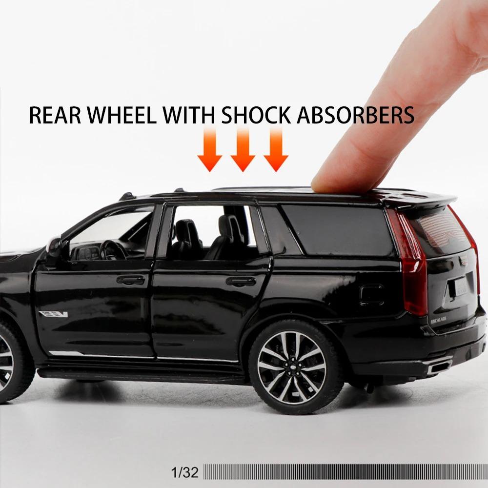 Automodell 1/32 für Cadillac Escalade Geländewagen, Legierung, Druckgussfahrzeug, Spielzeug mit Ton und Licht, Pullback, mehrere Farben