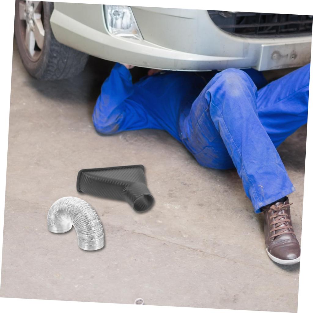 ledmomo 2-Piece Carbon Fiber Air Intake Duct Hose for Cars, Universal Dry Carbon Fiber Air Intake Duct, Expandable Hose, Car Supplies, DIY