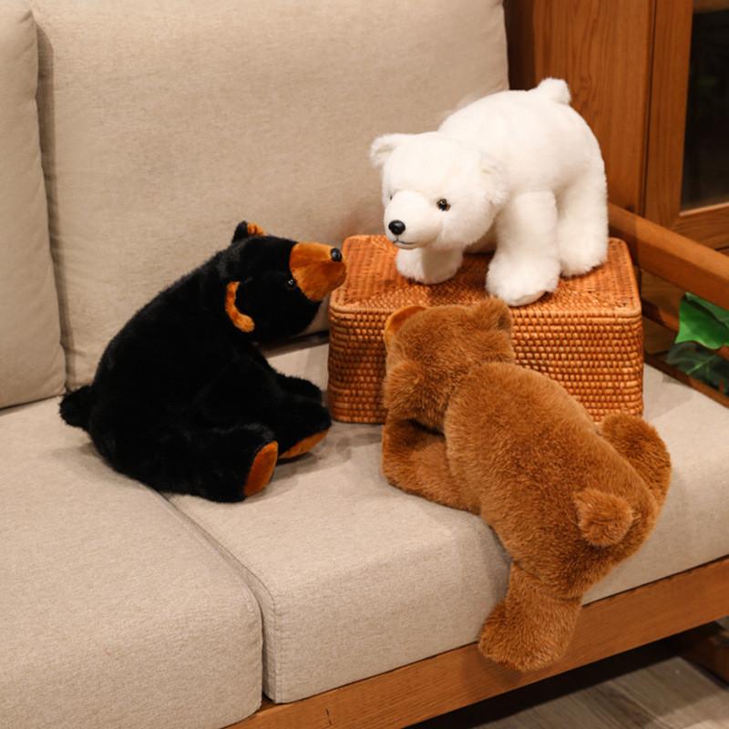 Cartoon Plush Bear Stuffed Animal With Long Pile Fur For Children Gift Giving