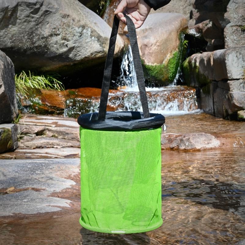 25cm/35cm Foldable Fishing Net Holder Nylon Net Floating Fishing Basket for Keep Crayfish Minnows Baits Storage Cage