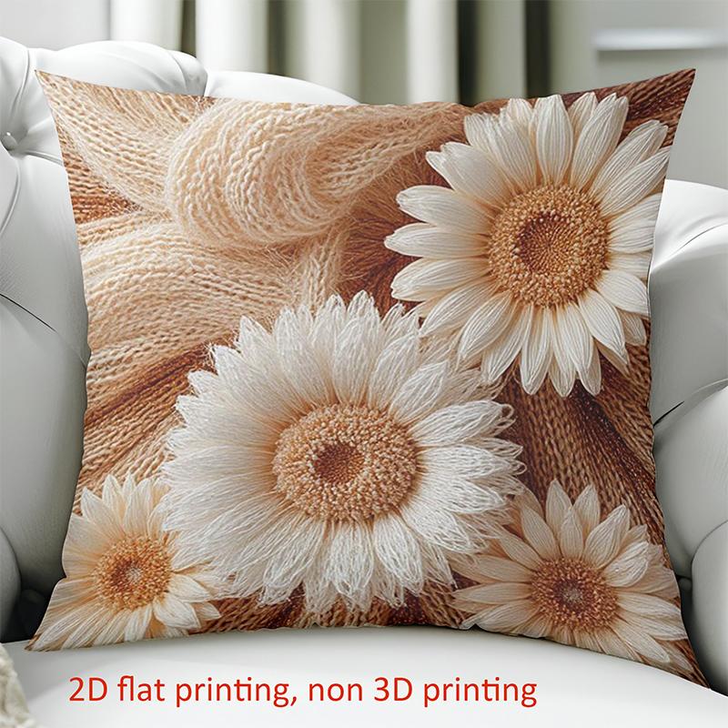 1 Pieces Sunflowers on Knit Pattern 2D Flat Printing Pillow Polyester pillowcase, sofa decorative cushion cov Headboard Pillow
