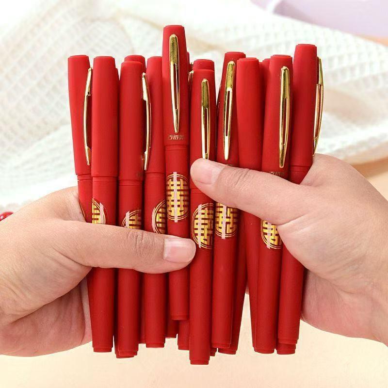 Ancient Poetry Signature 1.0mm Black Gel Pen, Wedding Gift, Character Red for Joyful Writing, Large Capacity, 0.7mm.