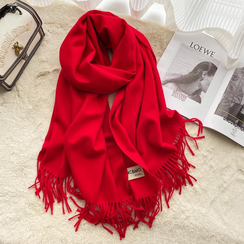 Solid color imitation cashmere scarf women's winter men's couple shawl dual-purpose warm long thickened