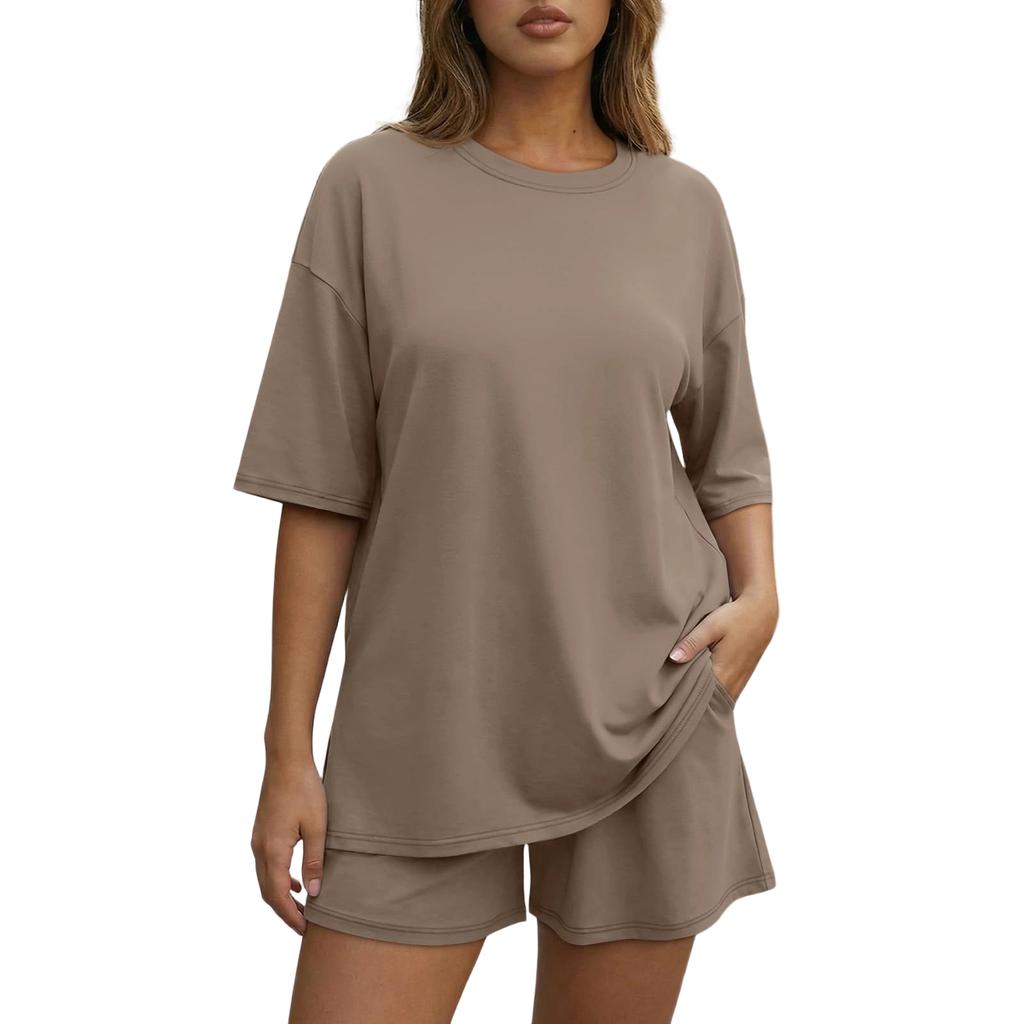 Women's Loose And Fashionable  Casual Short Sleeved Shorts Two-piece Set