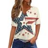 Women's T Shirt Tee Print Button Short Sleeve Daily Weekend Fashion Basic V- Neck Regular Top