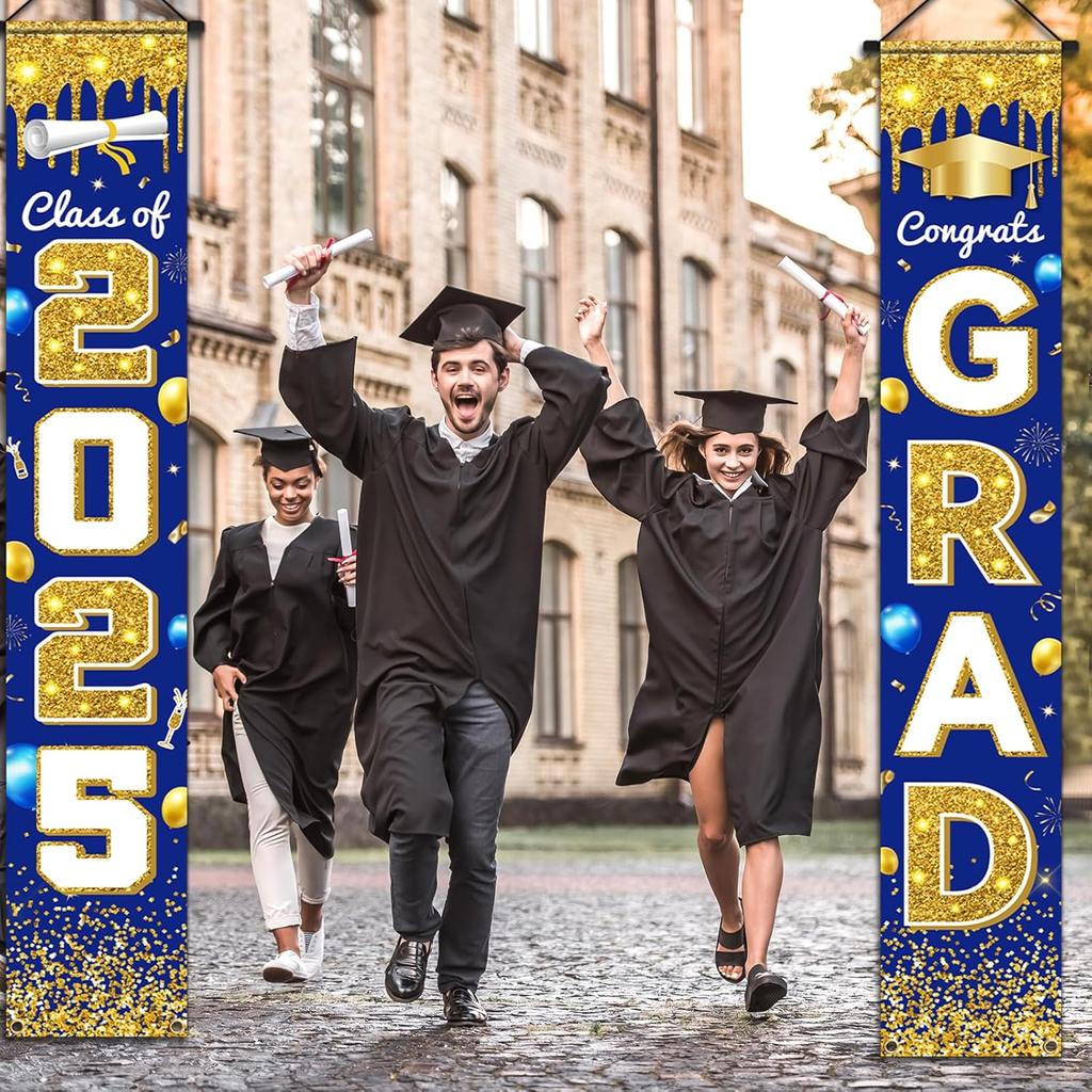 2025 Graduation Party Decorations - Congrats Grad Banner Class of 2025 Congrats GRAD Porch Sign Banner for High School and College Graduation