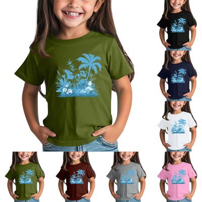 Children's Fashion Daily Printed Round Neck Short Sleeved Casual T-shirt Top