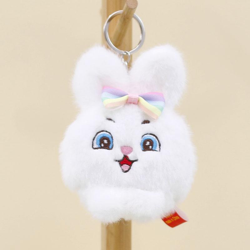 

Bunny Keychain Cute Plush Rabbit With Bow Short Plush Adorable Charm Bag F